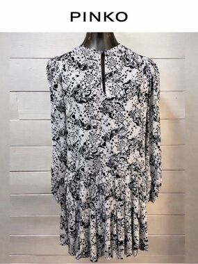 PINKO Black & White Printed Mini Dress – Size 6
